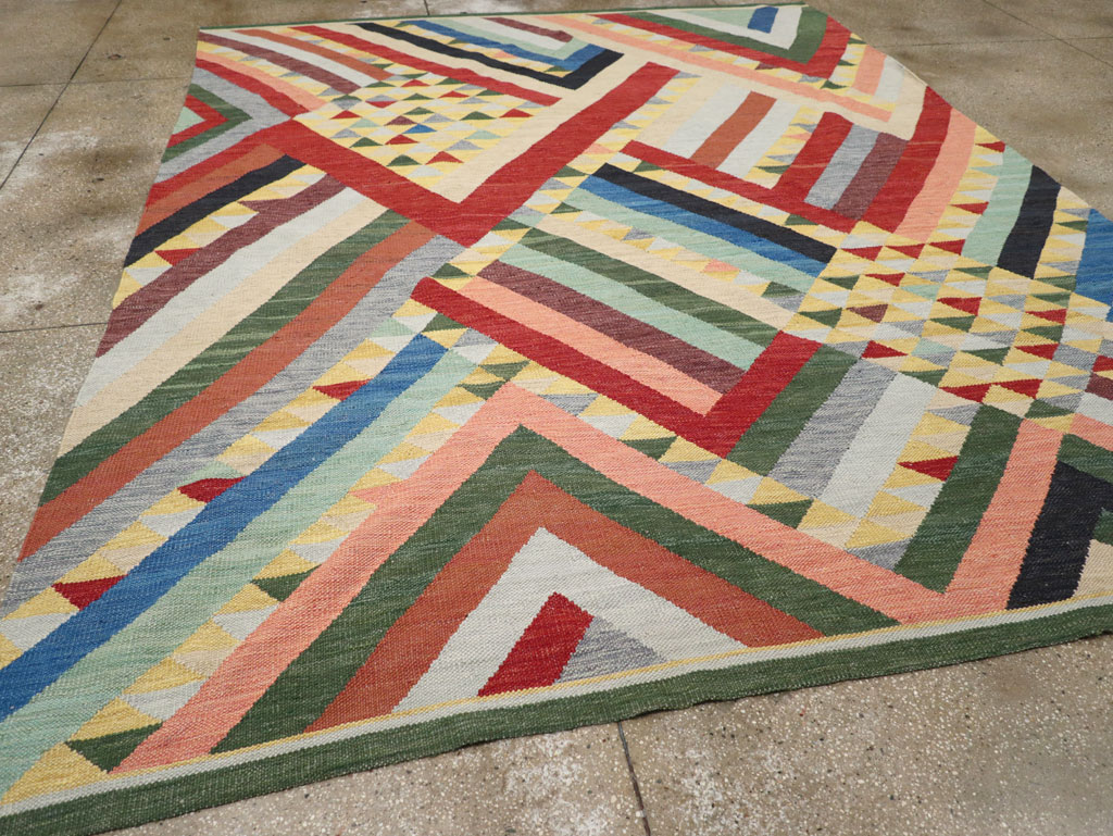 Contemporary Turkish Flatweave Room Size Carpet, No.31401 - Gss