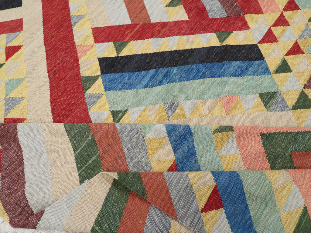 Contemporary Turkish Flatweave Room Size Carpet, No.31401 - Gss