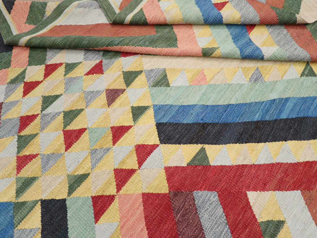 Contemporary Turkish Flatweave Room Size Carpet, No.31401 - Gss