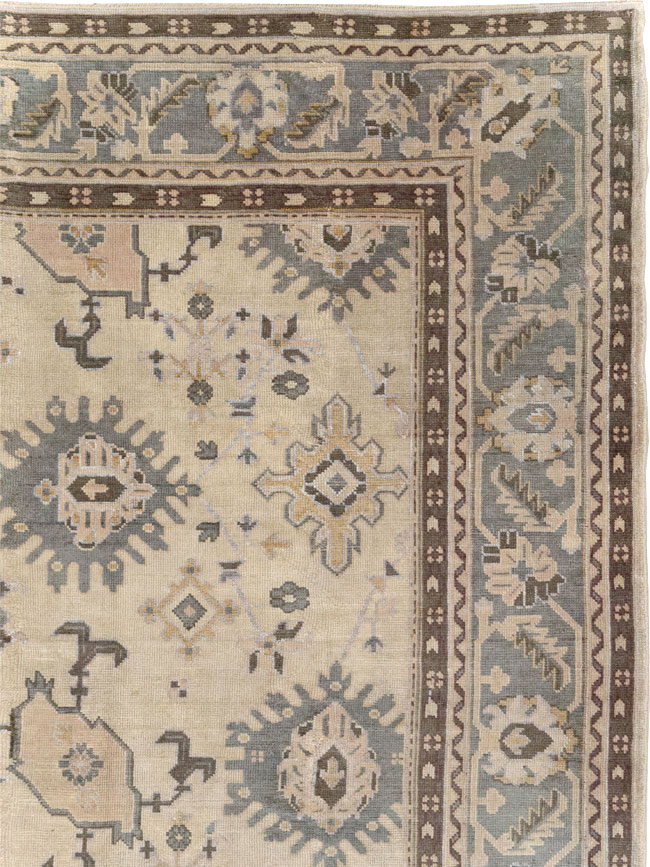 Antique Turkish Oushak Large Room Size Carpet, No.31405 - Gss
