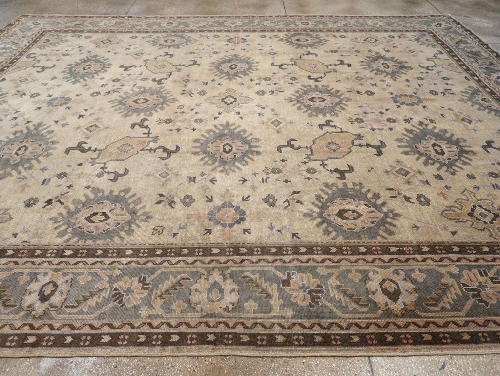 Antique Turkish Oushak Large Room Size Carpet, No.31405 - Gss