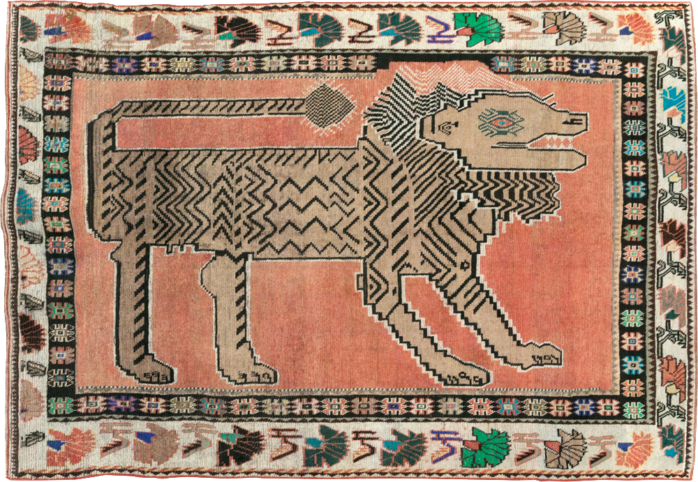 Vintage Persian Pictorial Gabbeh Accent Carpet, No.31410 - Gss