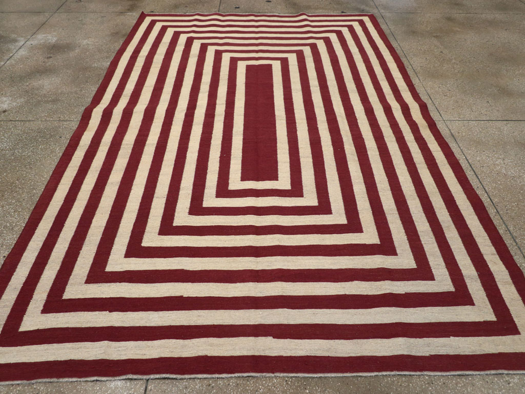 Contemporary Turkish Flatweave Accent Carpet, No.31412 - Gss