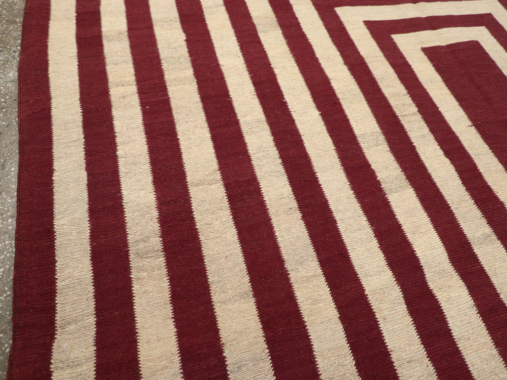 Contemporary Turkish Flatweave Accent Carpet, No.31412 - Gss