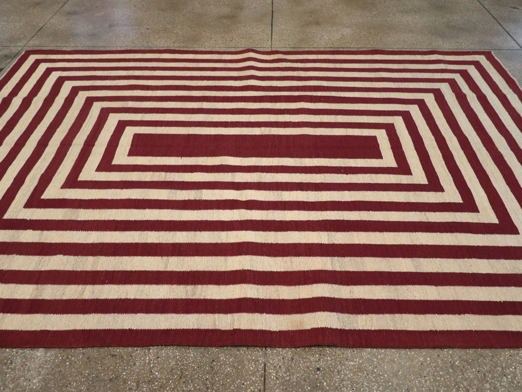 Contemporary Turkish Flatweave Accent Carpet, No.31412 - Gss