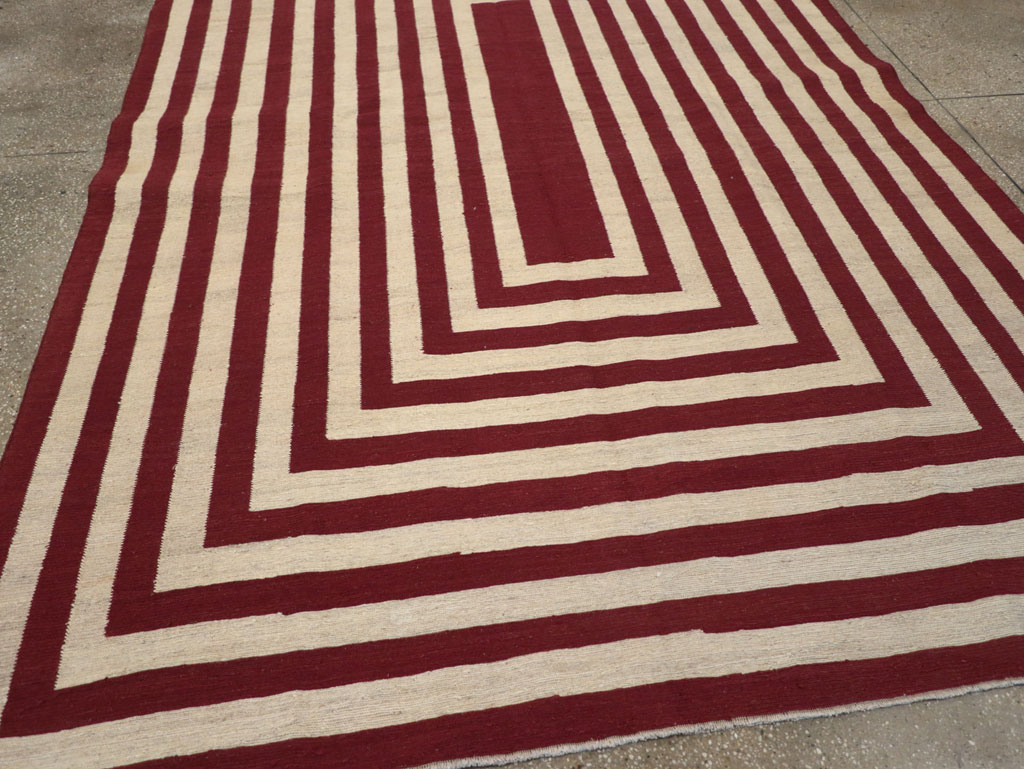 Contemporary Turkish Flatweave Accent Carpet, No.31412 - Gss