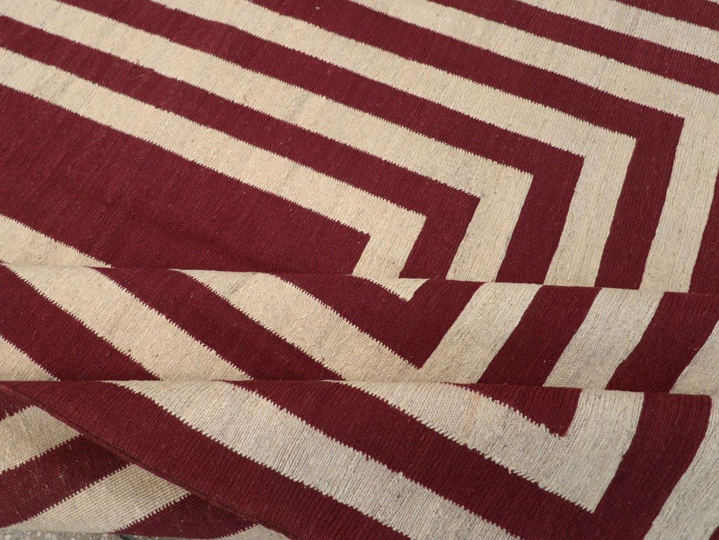 Contemporary Turkish Flatweave Accent Carpet, No.31412 - Gss