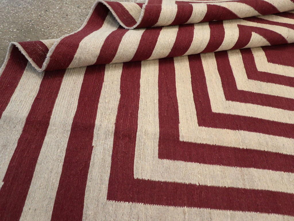 Contemporary Turkish Flatweave Accent Carpet, No.31412 - Gss