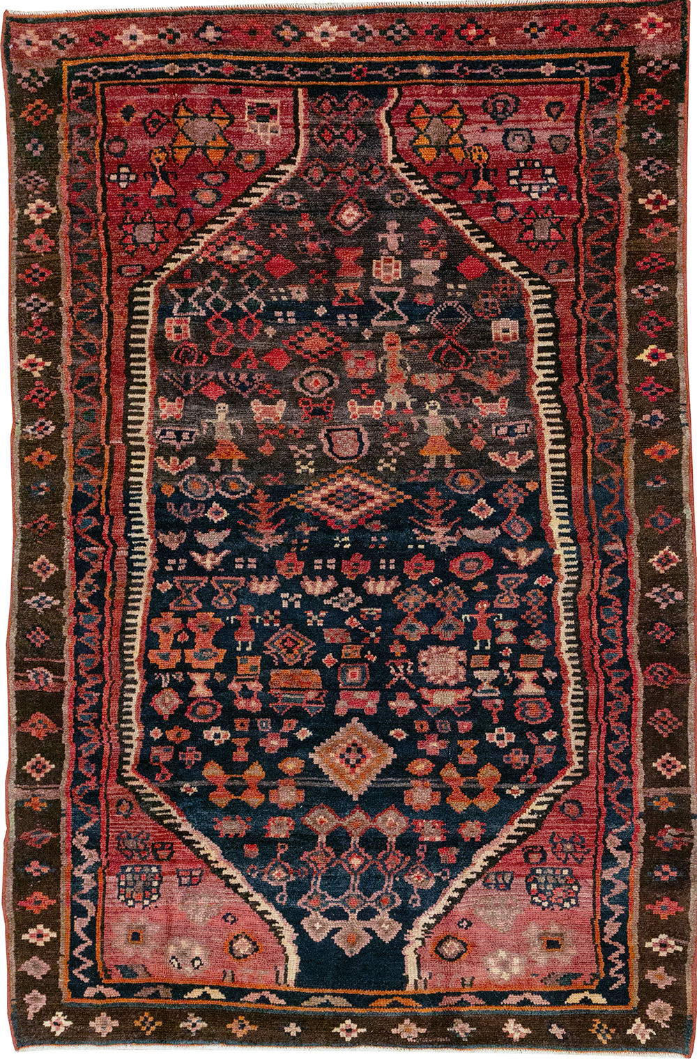 Vintage Persian Hamadan Pictorial Accent Rug, No.31413 - Gss
