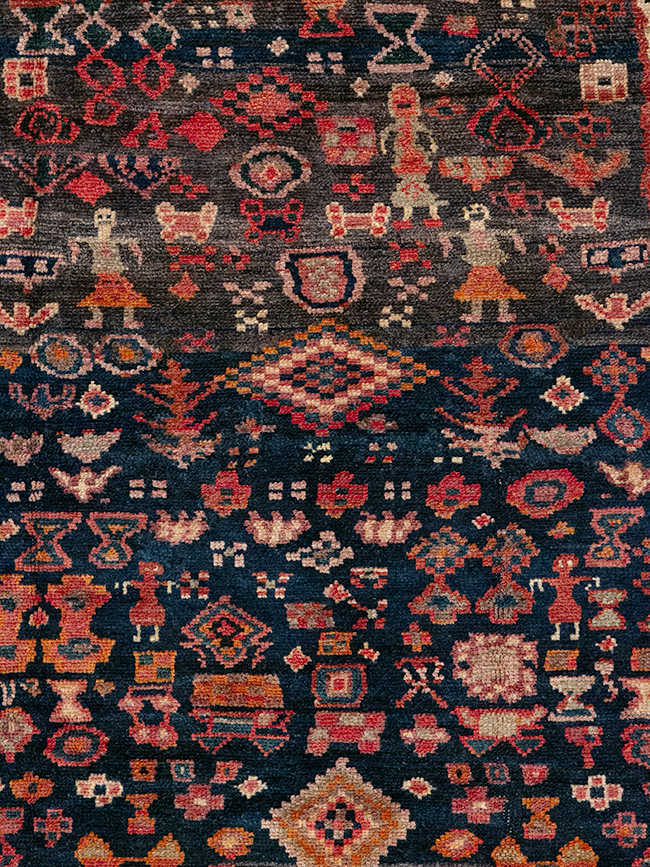 Vintage Persian Hamadan Pictorial Accent Rug, No.31413 - Gss