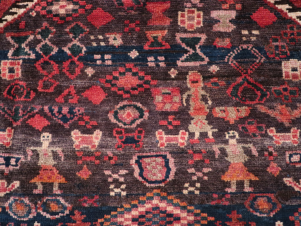 Vintage Persian Hamadan Pictorial Accent Rug, No.31413 - Gss