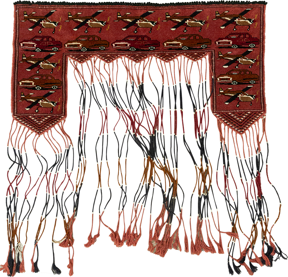 Vintage Central Asian Turkoman War Rug Style Door Hanging, No.31417 - Gss