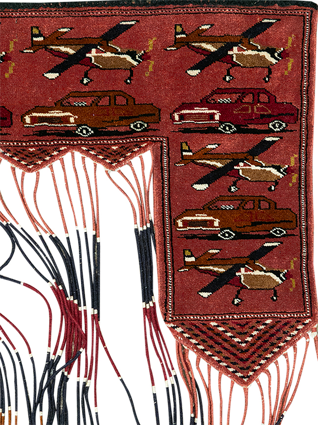 Vintage Central Asian Turkoman War Rug Style Door Hanging, No.31417 - Gss