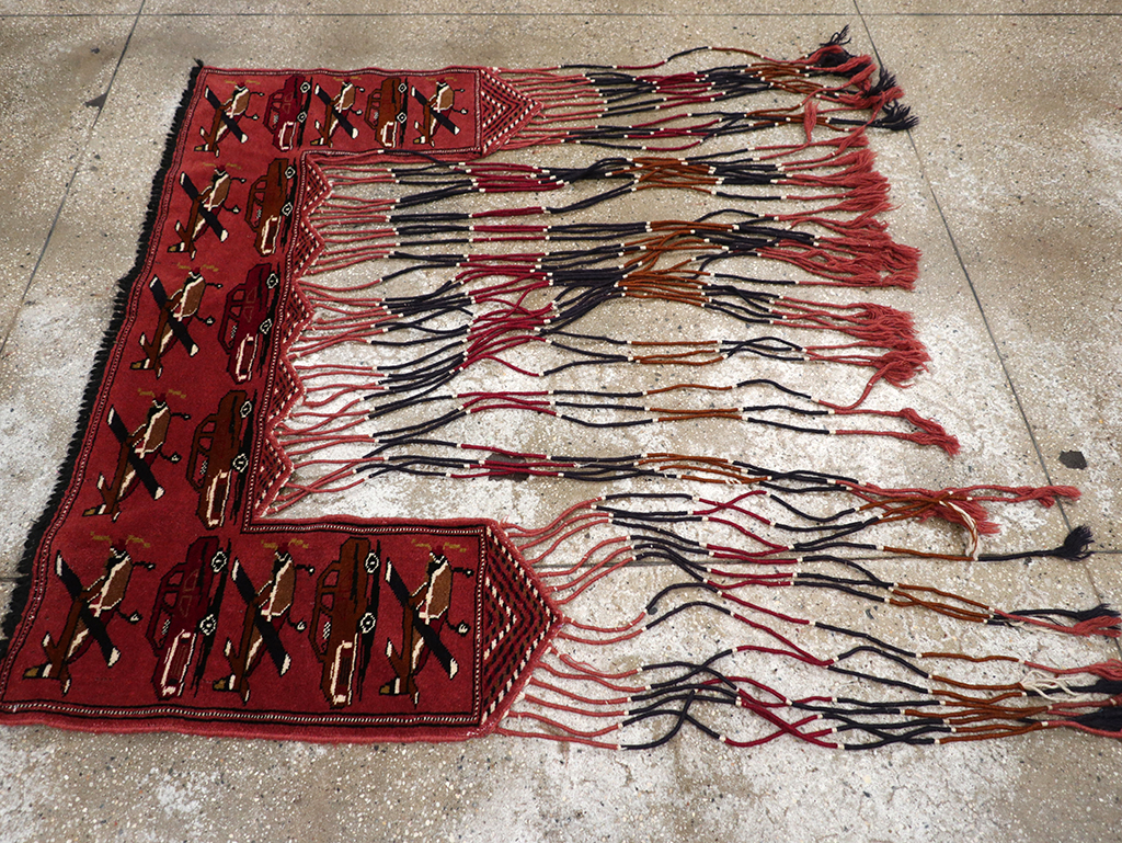 Vintage Central Asian Turkoman War Rug Style Door Hanging, No.31417 - Gss