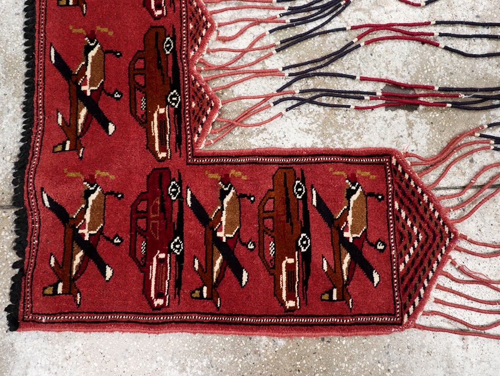 Vintage Central Asian Turkoman War Rug Style Door Hanging, No.31417 - Gss