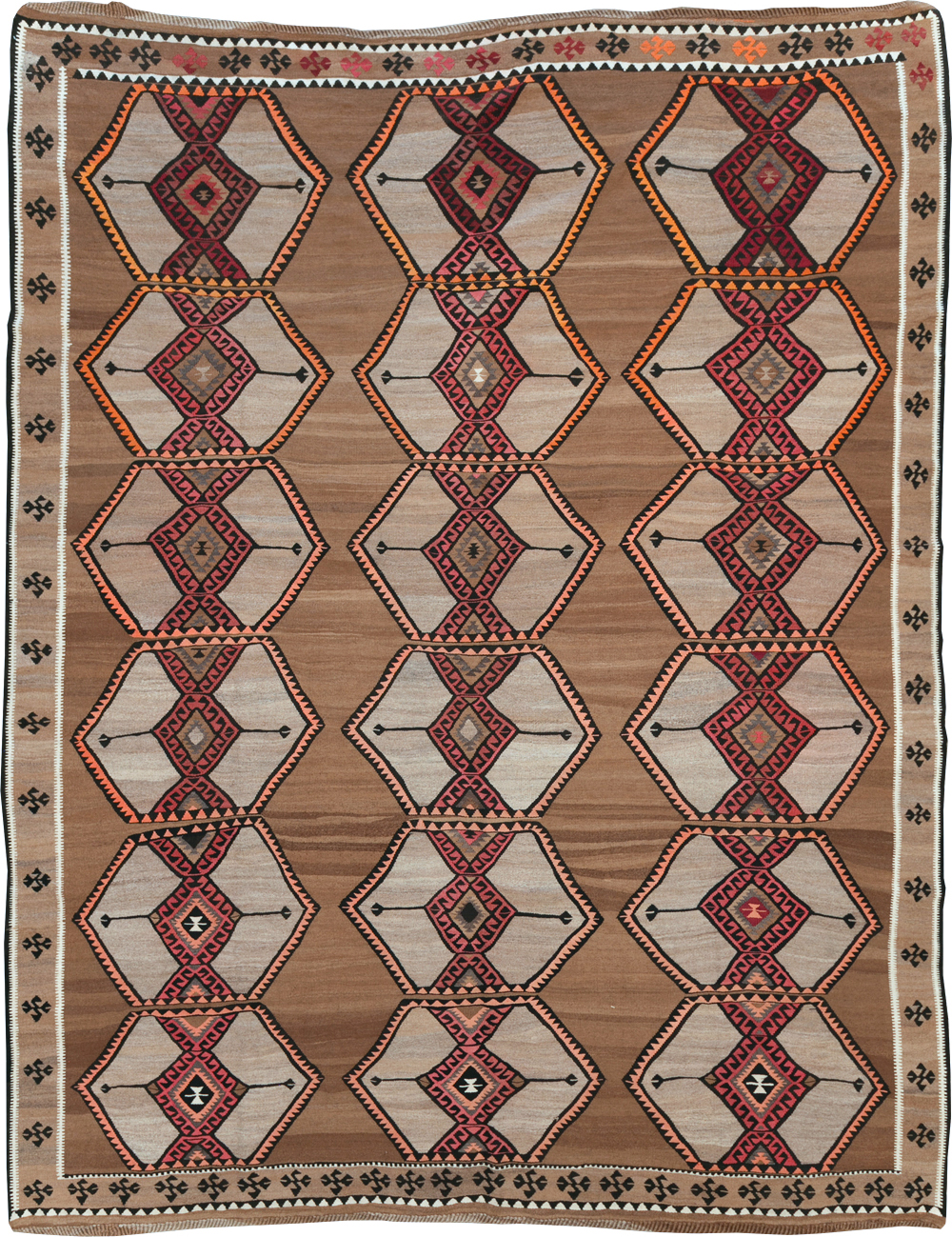 Vintage Turkish Flatweave Kilim Room Size Carpet, No.31423 - Gss