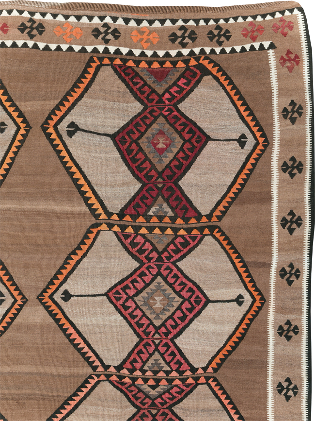 Vintage Turkish Flatweave Kilim Room Size Carpet, No.31423 - Gss