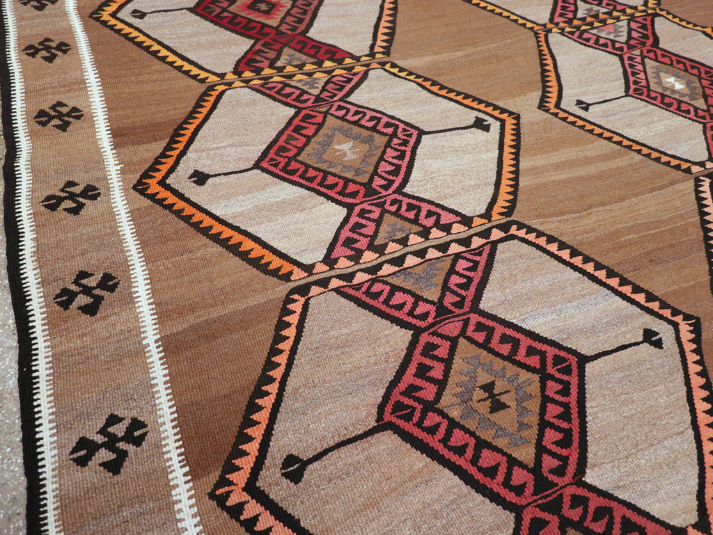 Vintage Turkish Flatweave Kilim Room Size Carpet, No.31423 - Gss