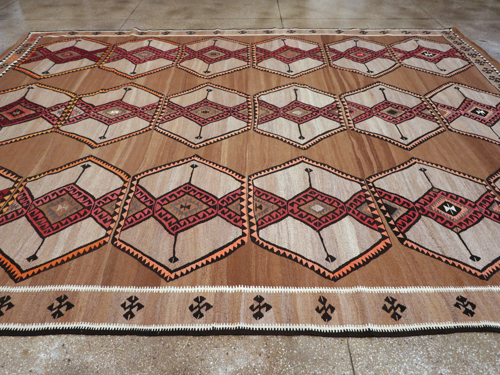 Vintage Turkish Flatweave Kilim Room Size Carpet, No.31423 - Gss