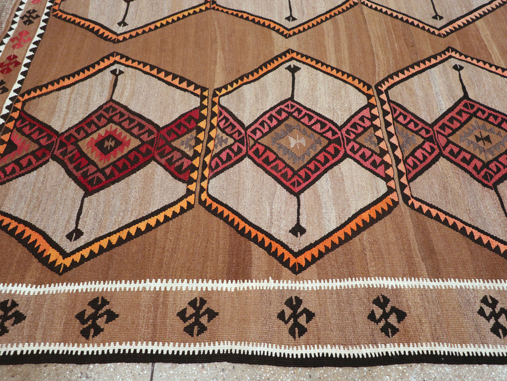 Vintage Turkish Flatweave Kilim Room Size Carpet, No.31423 - Gss
