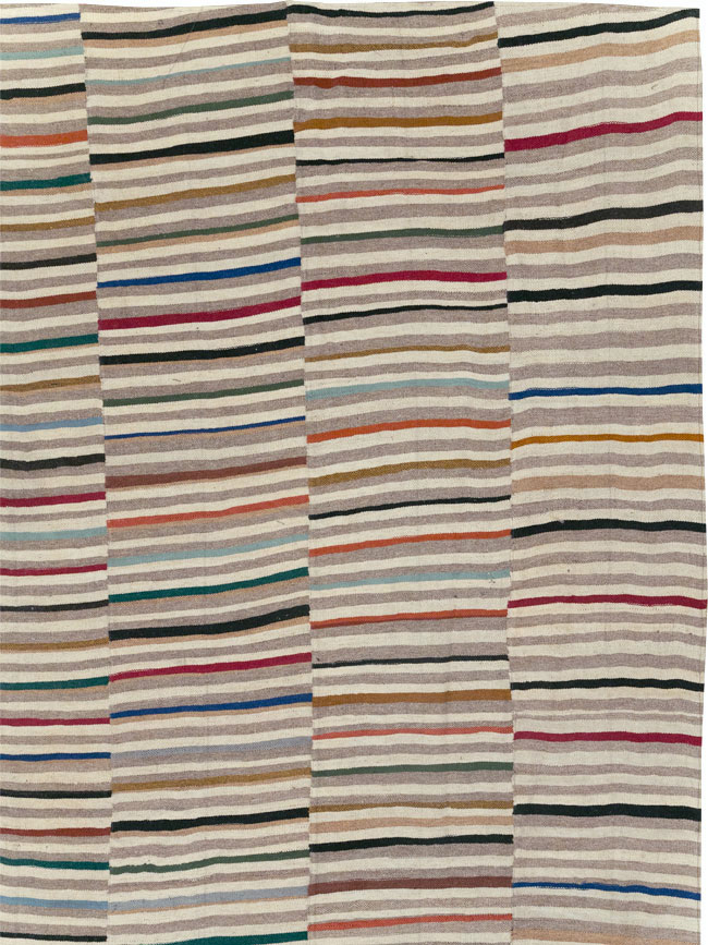 Modern Turkish Flatweave Kilim Oversize Square Carpet, No.31431 - Gss