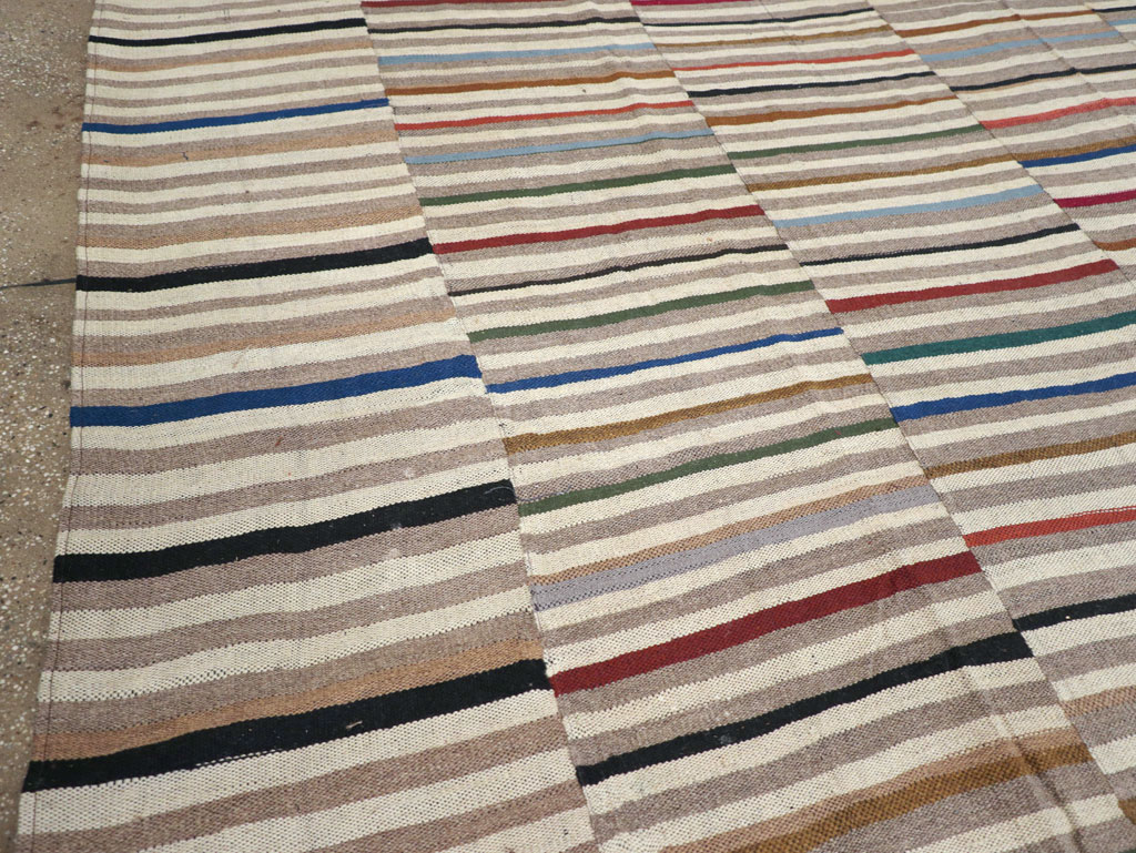 Modern Turkish Flatweave Kilim Oversize Square Carpet, No.31431 - Gss