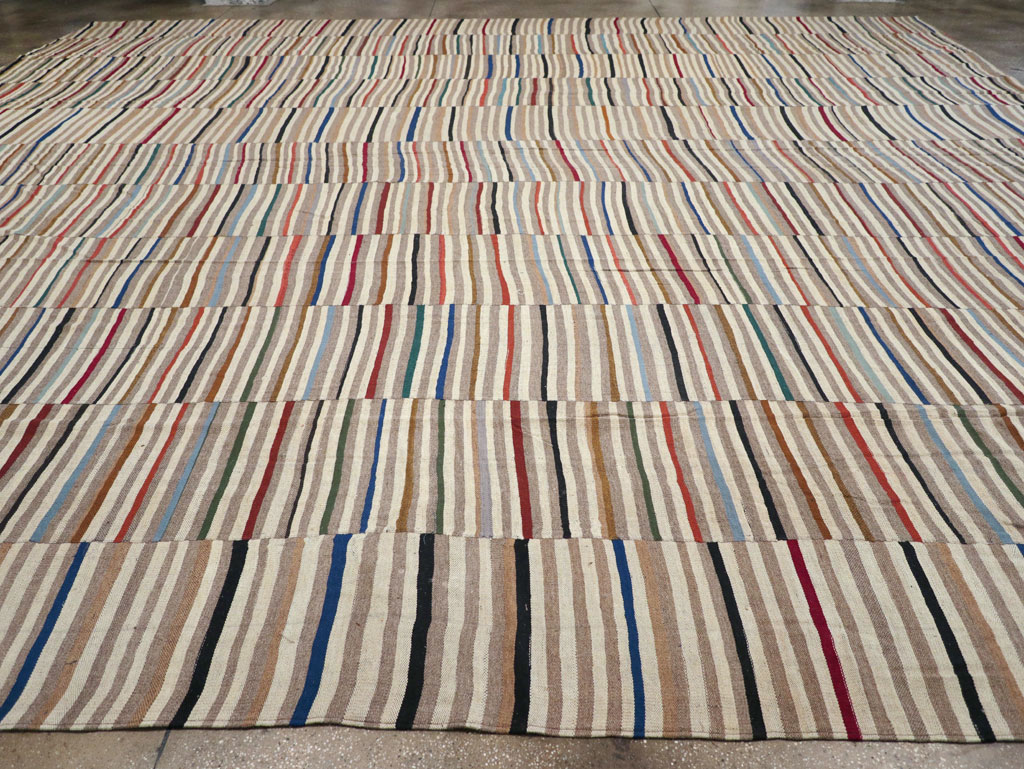 Modern Turkish Flatweave Kilim Oversize Square Carpet, No.31431 - Gss