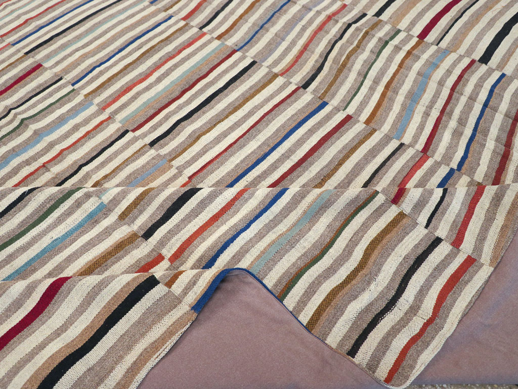 Modern Turkish Flatweave Kilim Oversize Square Carpet, No.31431 - Gss