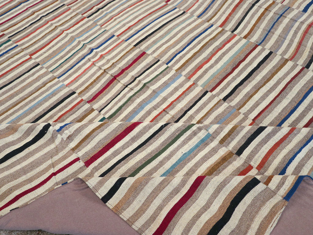 Modern Turkish Flatweave Kilim Oversize Square Carpet, No.31431 - Gss