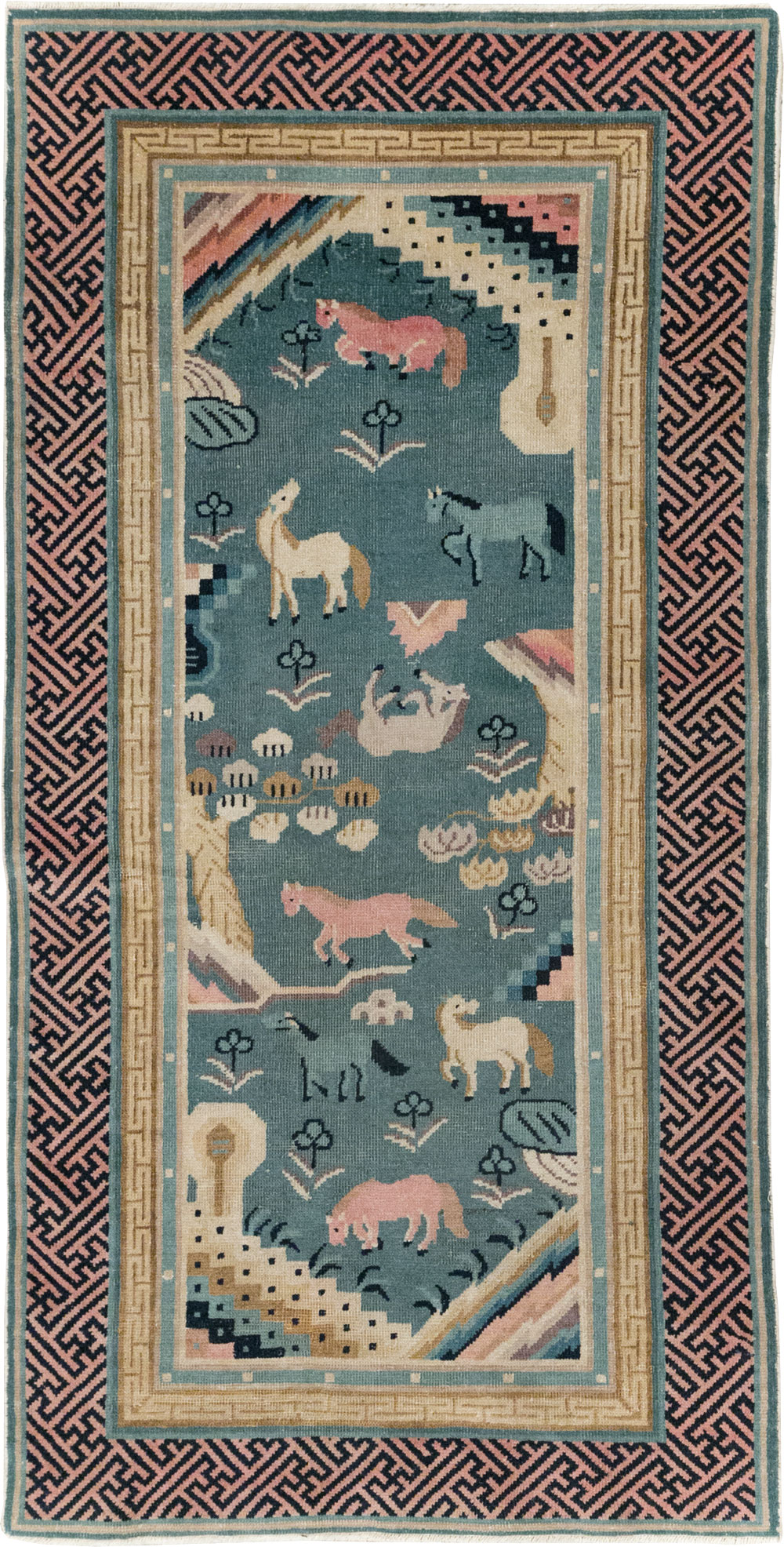 Antique Chinese Pictorial Throw Rug, No.31445 - Gss