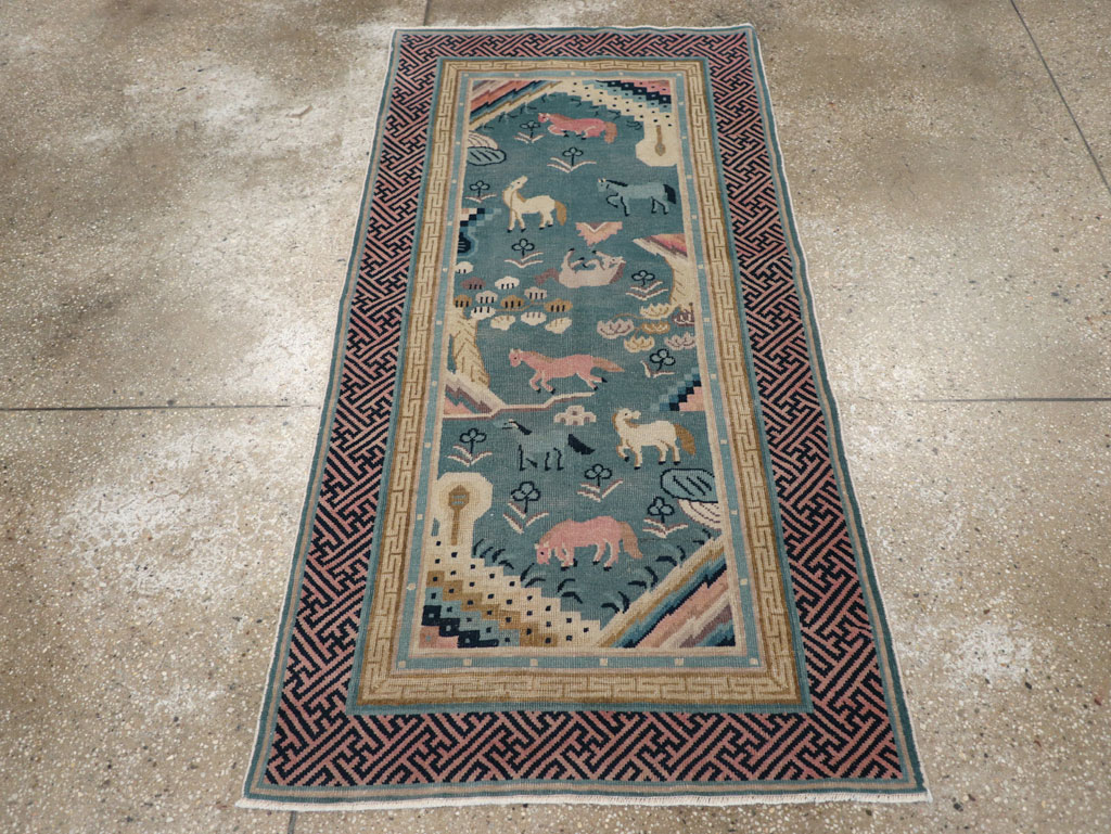 Antique Chinese Pictorial Throw Rug, No.31445 - Gss