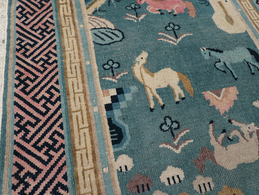 Antique Chinese Pictorial Throw Rug, No.31445 - Gss