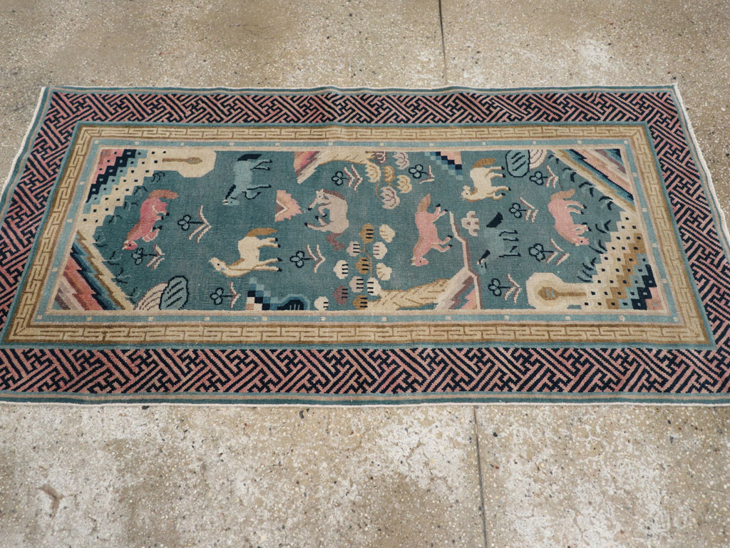 Antique Chinese Pictorial Throw Rug, No.31445 - Gss
