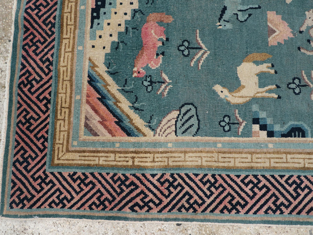 Antique Chinese Pictorial Throw Rug, No.31445 - Gss