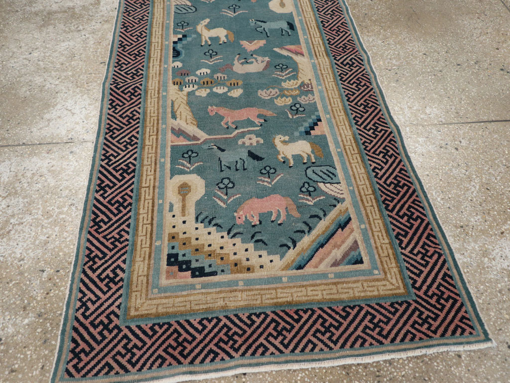 Antique Chinese Pictorial Throw Rug, No.31445 - Gss