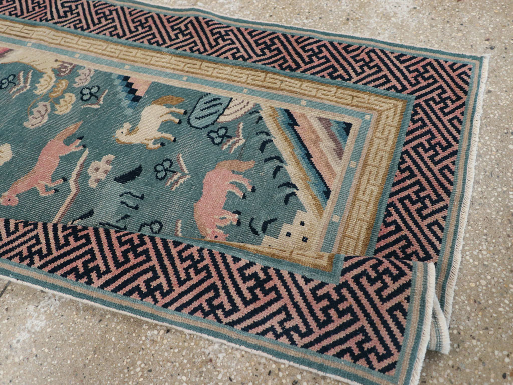 Antique Chinese Pictorial Throw Rug, No.31445 - Gss