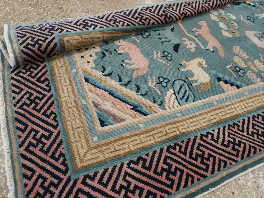 Antique Chinese Pictorial Throw Rug, No.31445 - Gss