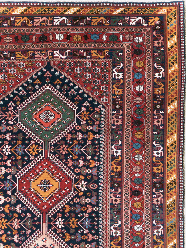 Vintage Persian Afshar Room Size Carpet, No.31446 - Gss