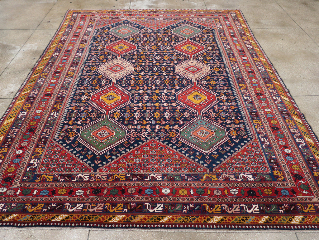 Vintage Persian Afshar Room Size Carpet, No.31446 - Gss