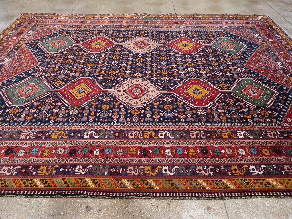 Vintage Persian Afshar Room Size Carpet, No.31446 - Gss