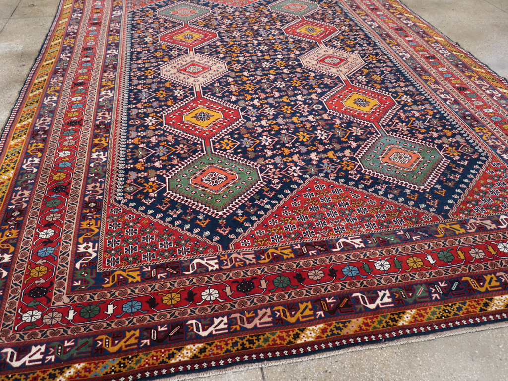 Vintage Persian Afshar Room Size Carpet, No.31446 - Gss