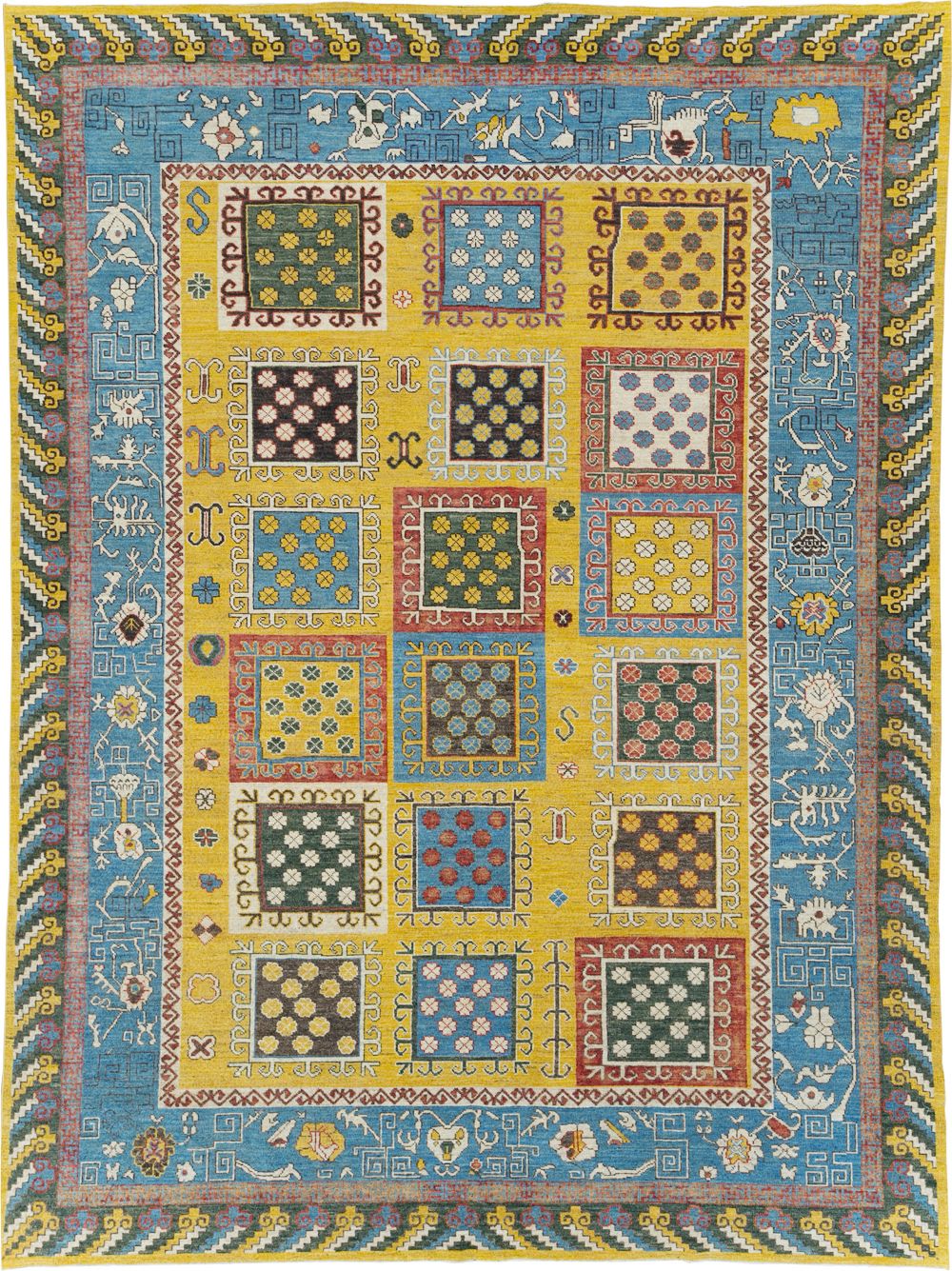 Modern East Turkestan Khotan Room Size Carpet, No.31455 - Gss