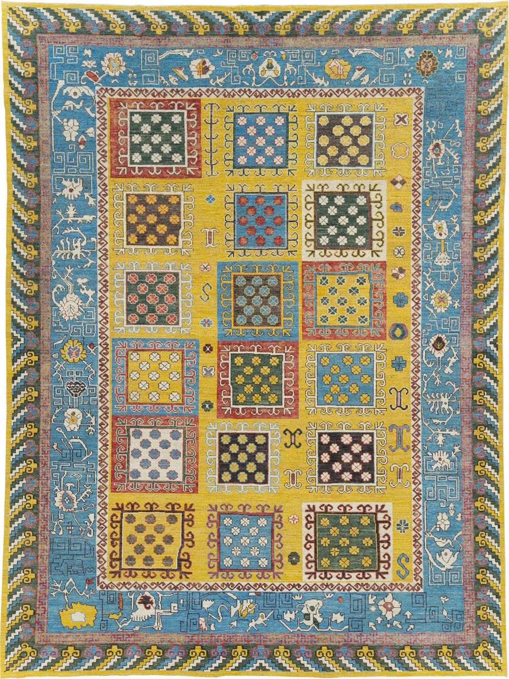 Modern East Turkestan Khotan Room Size Carpet, No.31455 - Gss