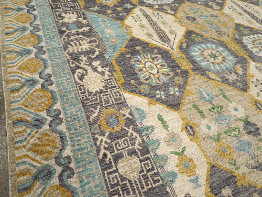 Modern East Turkestan Khotan Room Size Carpet, No.31456 - Gss