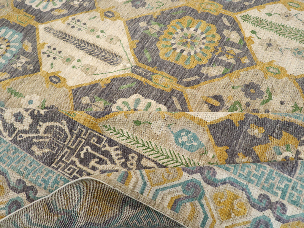 Modern East Turkestan Khotan Room Size Carpet, No.31456 - Gss