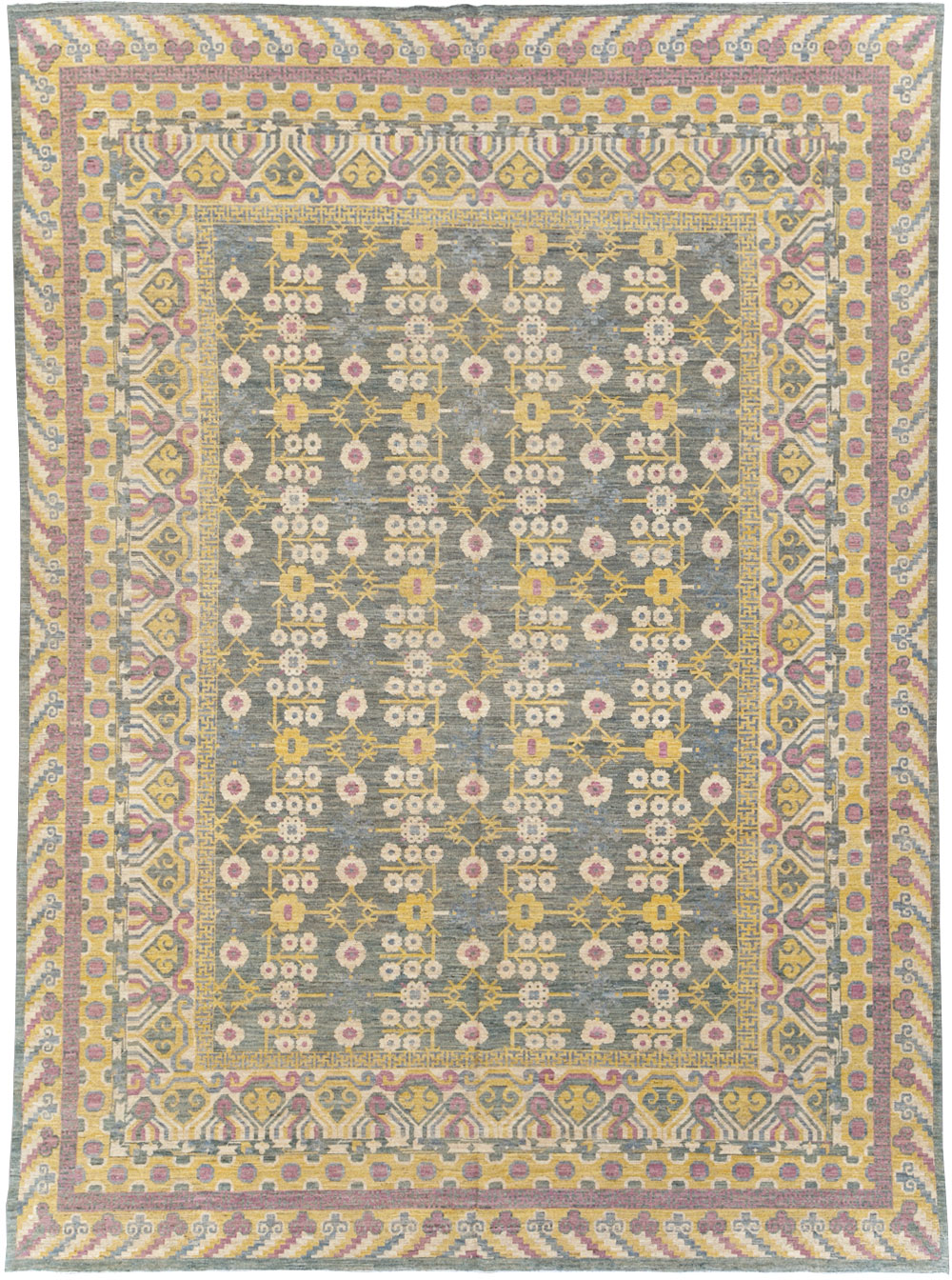 Modern East Turkestan Khotan Room Size Carpet, No.31459 - Gss