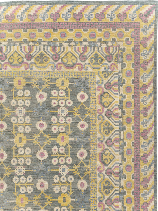 Modern East Turkestan Khotan Room Size Carpet, No.31459 - Gss