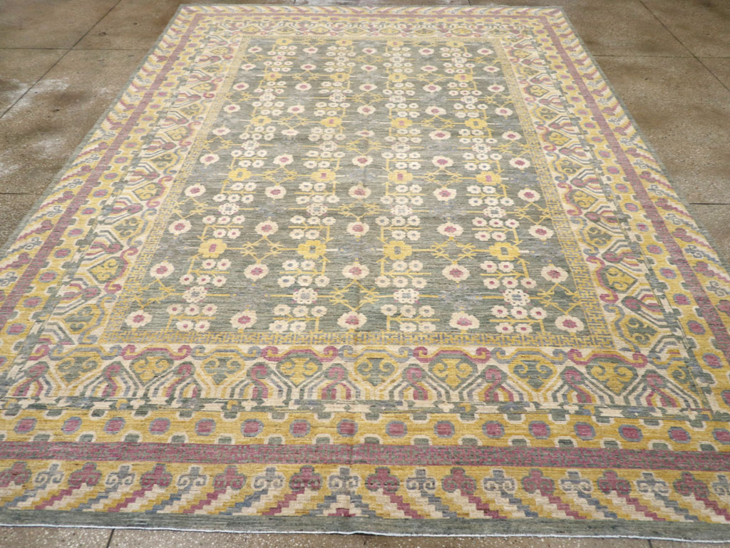 Modern East Turkestan Khotan Room Size Carpet, No.31459 - Gss