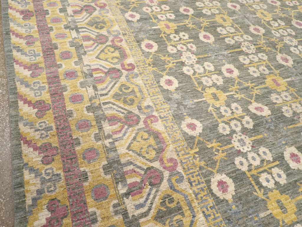 Modern East Turkestan Khotan Room Size Carpet, No.31459 - Gss