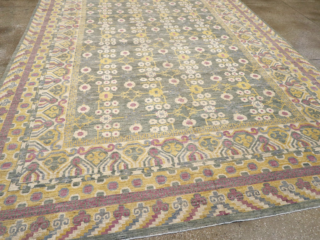 Modern East Turkestan Khotan Room Size Carpet, No.31459 - Gss